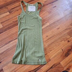 Abercrombie & Fitch Olive Green Ribbed Stretch Tank Top W/ Moose Logo Medium